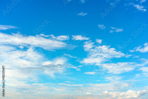 Altostratus and cumulus clouds in the blue morning sky in clear air