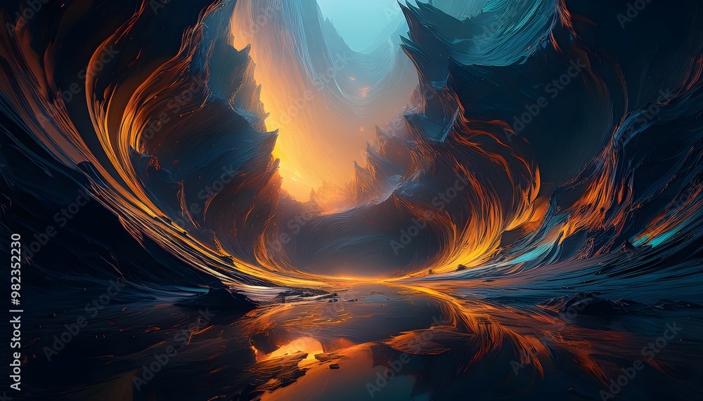 Fototapeta premium Fondo abstracto y futurista con efectos de luz. Color, otros mundos, distorsión, futuro, imaginación, fantasía, creatividad