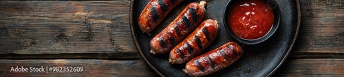 Currywurst on Rustic Background photo