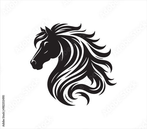 Horse silhouette vector on white background