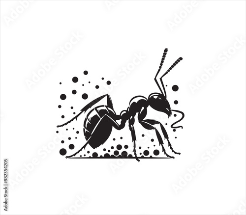 Ant silhouette vector on white background