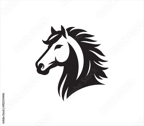 Horse head silhouette vector on white background