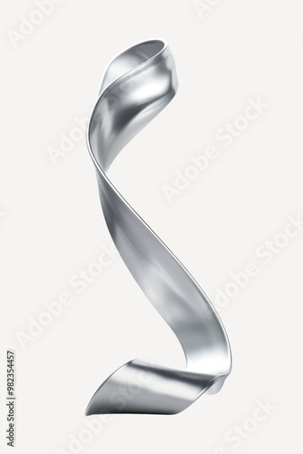 Sleek metallic ribbon sculpture