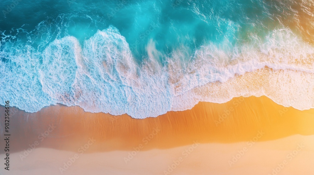 Aerial view of beautiful tropical beach with turquoise ocean wave Aerial view of beautiful tropical beach with turquoise ocean wave