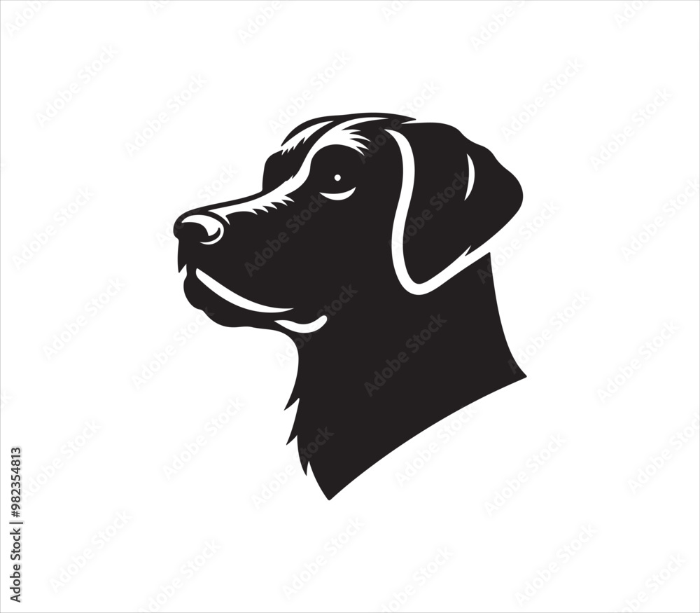 Dog head silhouette vector on white background Dog head silhouette vector on white background