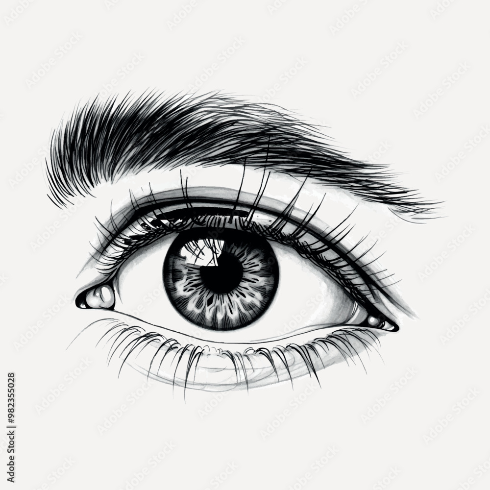 Obraz premium Detailed black and white eye