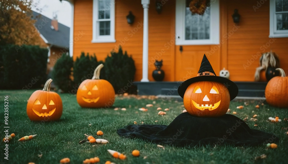 Obraz premium Halloween concept, pumpkins 