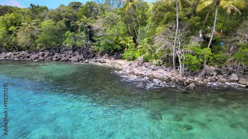 Emerald Green Sea Framing a Serene Tropical Island Beach