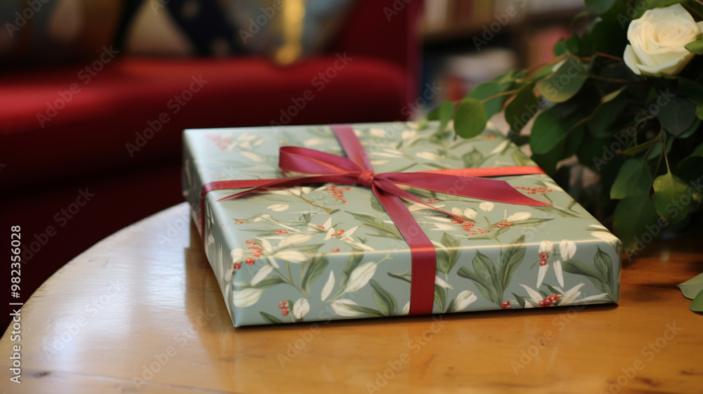 Christmas gift box wrapping idea for boxing day and winter holidays in the English countryside tradition Christmas gift box wrapping idea for boxing day and winter holidays in the English countryside tradition