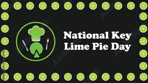 National Key Lime Pie Day vector banner design with geometric shapes and vibrant colors on a horizontal background.