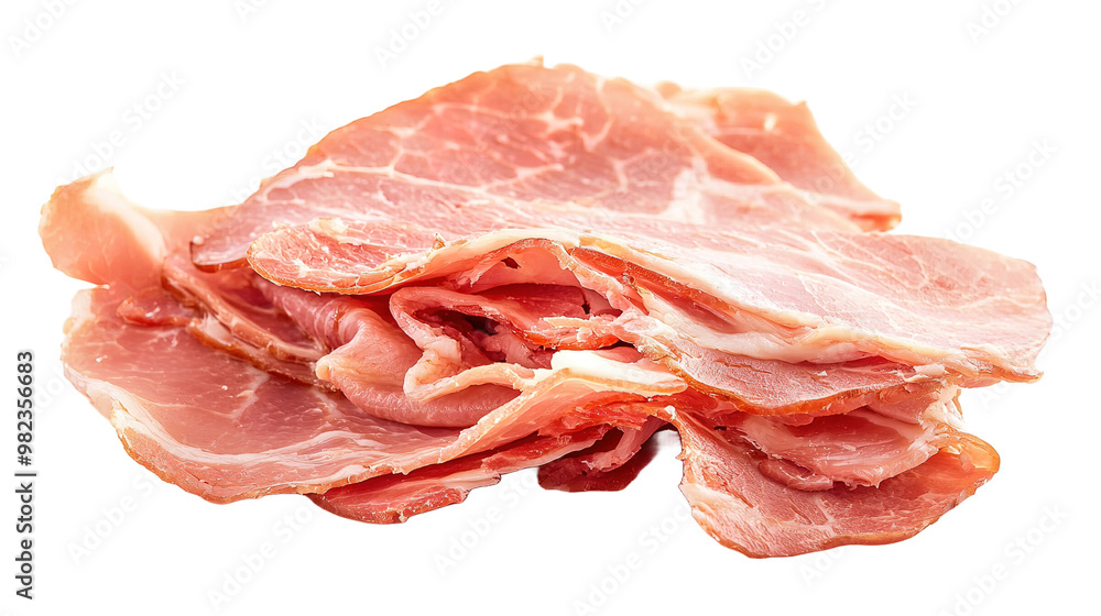 Close-up of a fresh ham slice with detailed texture and natural color, isolated on a transparent background Close-up of a fresh ham slice with detailed texture and natural color, isolated on a transparent background
