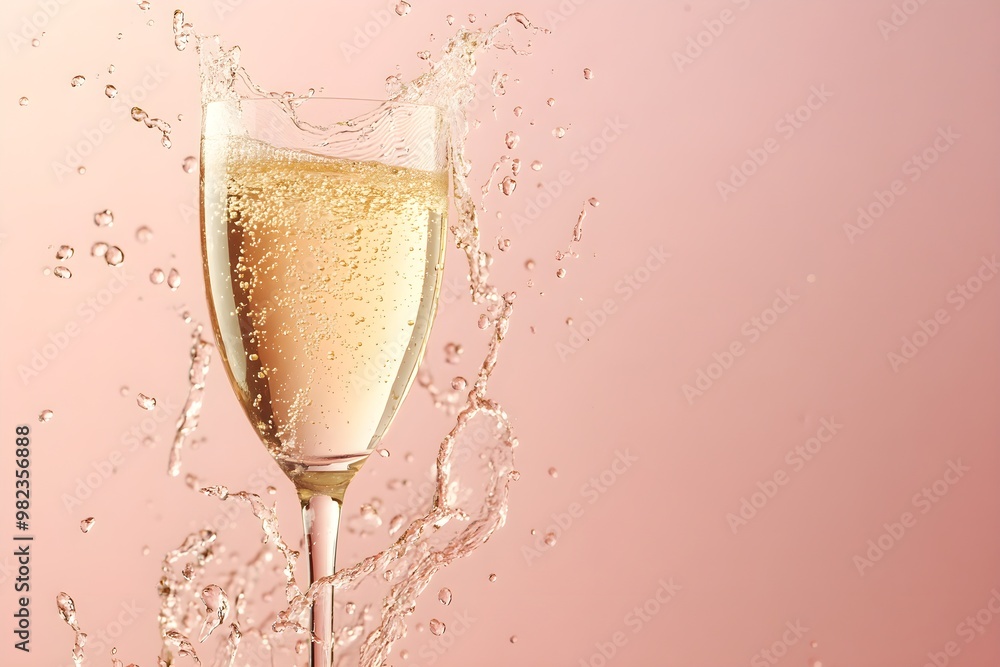 A glass of champagne is splashing water out of it A glass of champagne is splashing water out of it