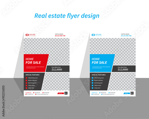Real Estate Flyer Design template, Red flyer design, Professional red home sale flyer design template, corporate real estate flyer design, Real Estate Flyer Template Design Vector


