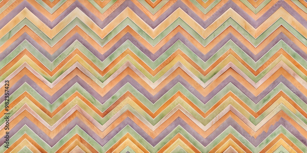 A vibrant zigzag pattern showcases pastel colors perfect for decoration or artwork A vibrant zigzag pattern showcases pastel colors perfect for decoration or artwork