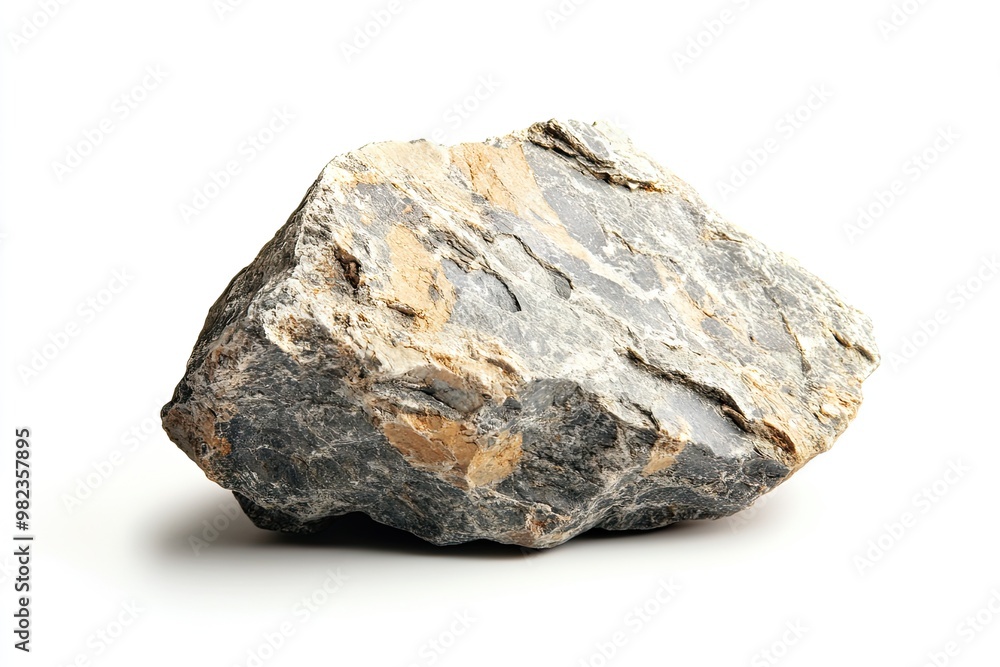 A piece of rock highlighted on a white background A piece of rock highlighted on a white background
