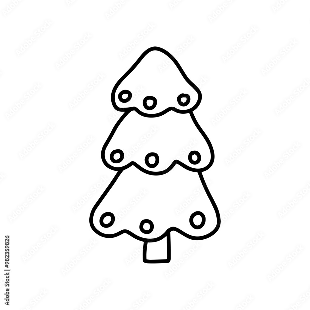 Christmas tree in doodle style, simple Christmas tree in doodle style, simple