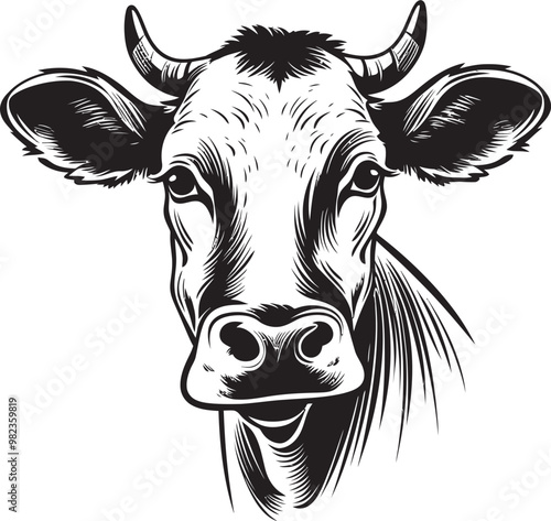 Cow Eating Grass in Summer Meadow