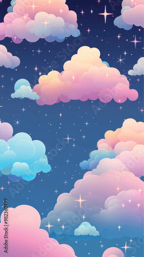 Dreamy pastel cloudscape night
