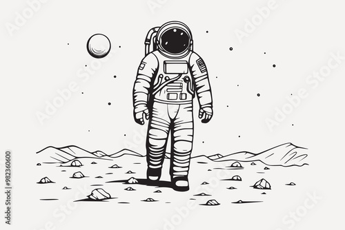 Astronaut exploring lunar surface.