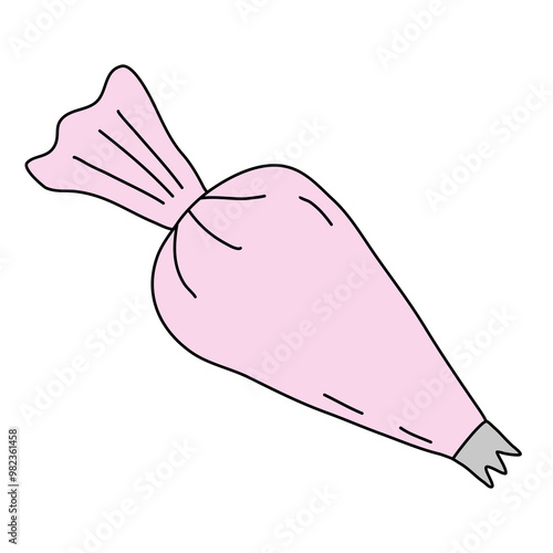 Pastry bag with cream, cooking or baking design element, vector