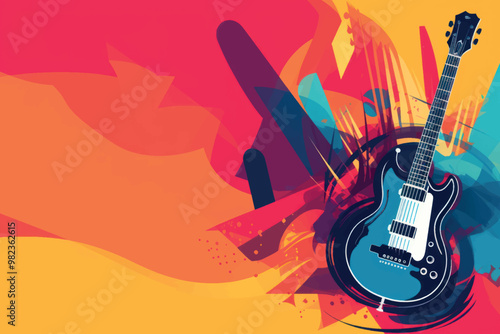Vibrant electric guitar abstract art