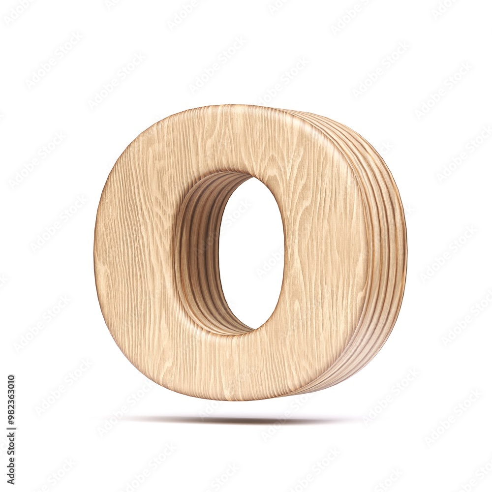 Plywood font Letter O 3D
