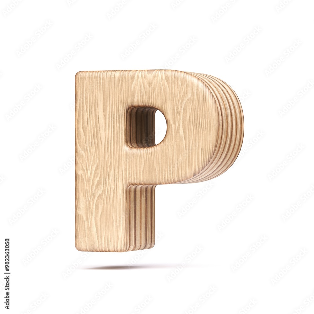 Plywood font Letter P 3D Plywood font Letter P 3D