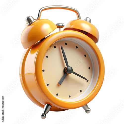 3d yellow alarm clock