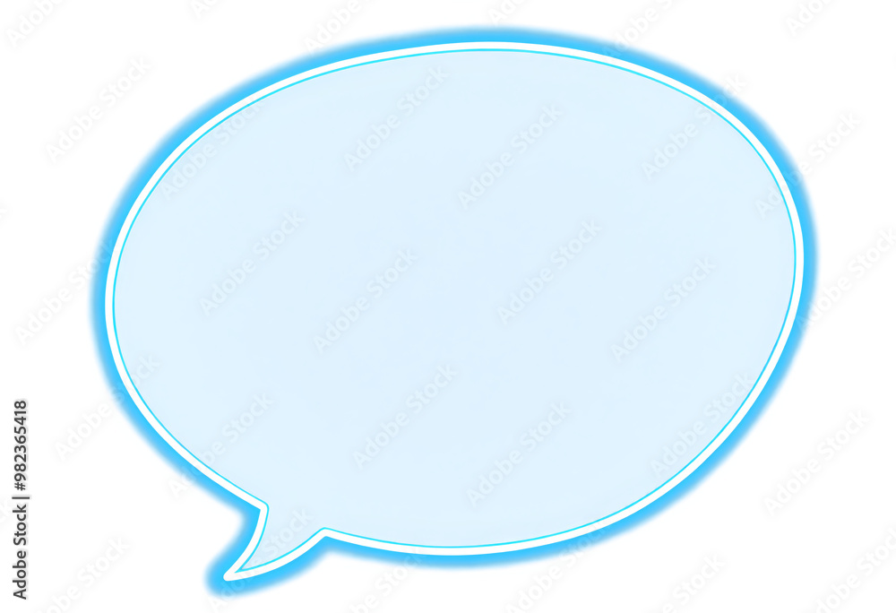 Blue neon speech bubble on transparent background Blue neon speech bubble on transparent background