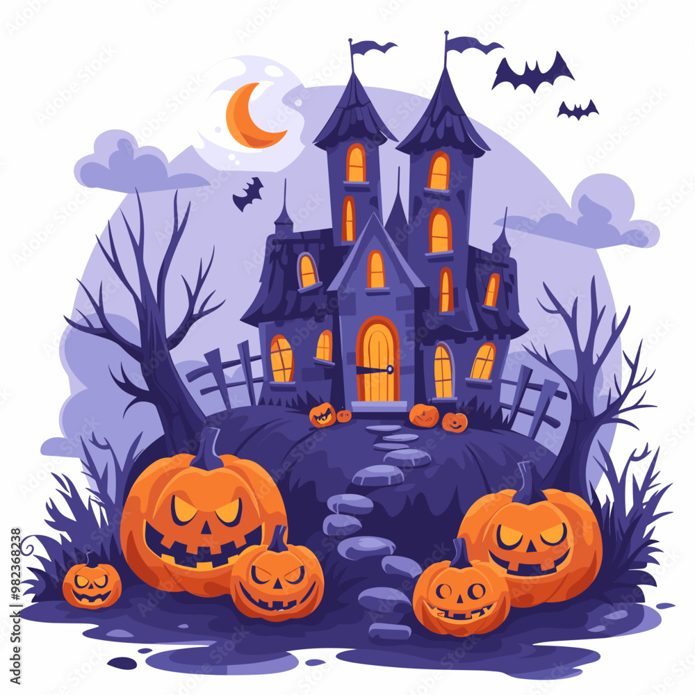 A autumn postcard design for Scary Halloween with Cute characters. Horror story Trick-or-treating. Colorful Vector illustration for flyer and social media post. A autumn postcard design for Scary Halloween with Cute characters. Horror story Trick-or-treating. Colorful Vector illustration for flyer and social media post.