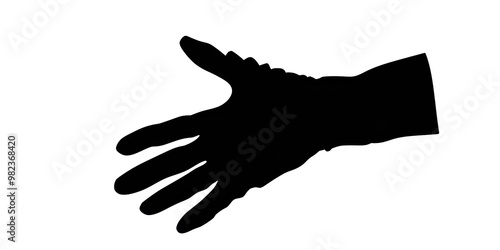 A hand is shown in black and white