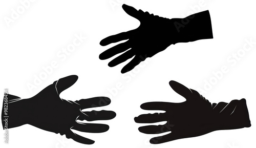 Three hands are shown in a black and white image