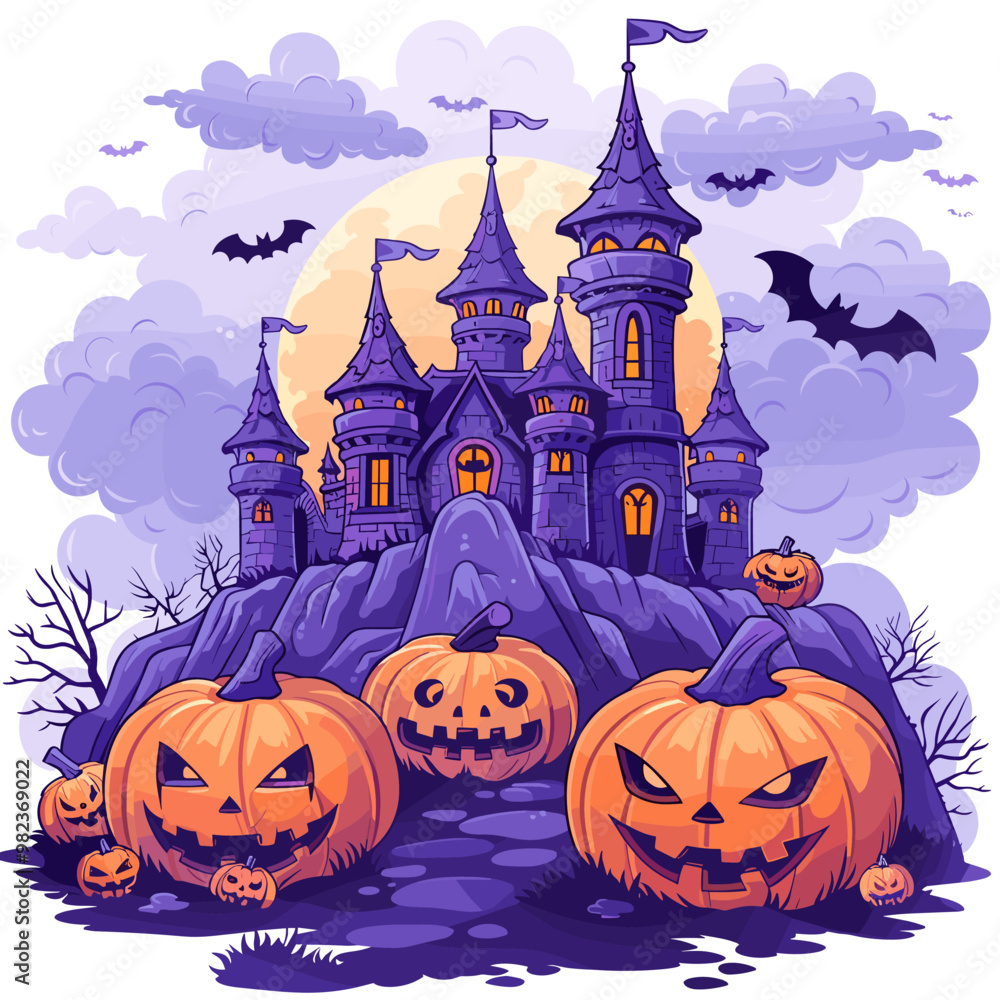 A autumn postcard design for Scary Halloween with Cute characters. Horror story Trick-or-treating. Colorful Vector illustration for flyer and social media post. A autumn postcard design for Scary Halloween with Cute characters. Horror story Trick-or-treating. Colorful Vector illustration for flyer and social media post.