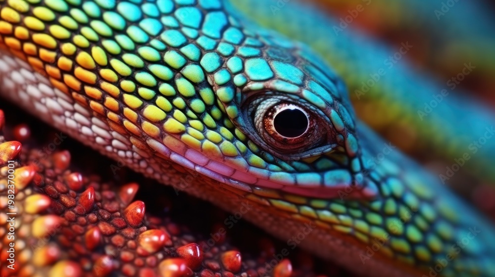 Fototapeta premium Close Up of a Colorful Lizard's Eye