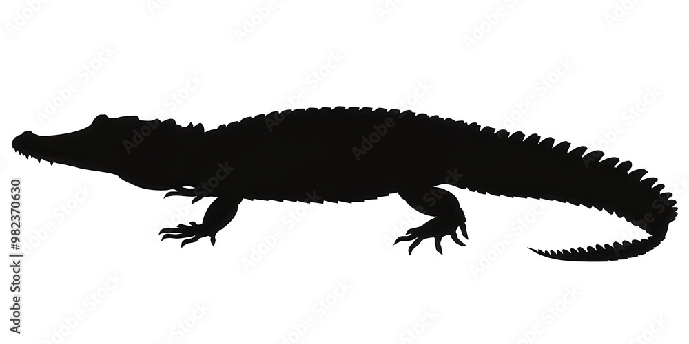 A large crocodile is shown in black and white A large crocodile is shown in black and white