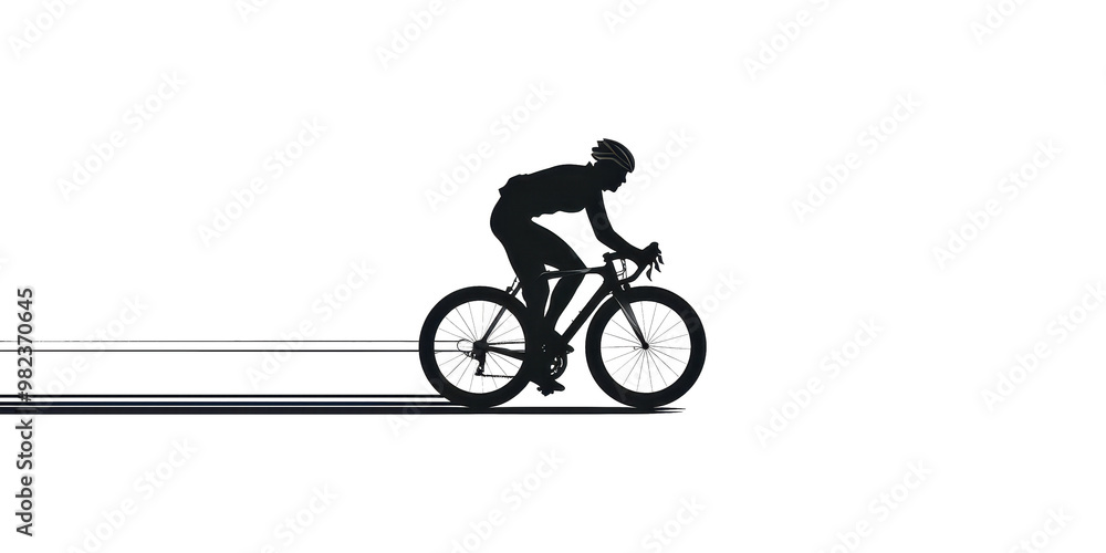Obraz premium A man is riding a bicycle on a white background