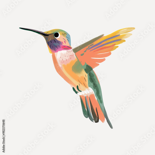 Colorful hummingbird illustration art