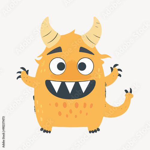 cute monster cartoon character illustration vector photo