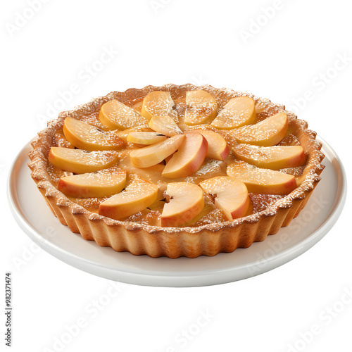 Wallpaper Mural Freshly baked apple tart with golden crust and apple slices, on a white plate, isolated on a transparent background, perfect for culinary presentations Torontodigital.ca