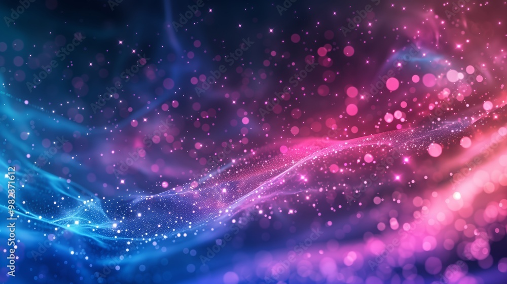 Mesmerizing Cosmic Light Waves Illustration with Sparkling Stars and Bokeh Effects, Perfect for Fantasy and Sci-Fi Themes Mesmerizing Cosmic Light Waves Illustration with Sparkling Stars and Bokeh Effects, Perfect for Fantasy and Sci-Fi Themes