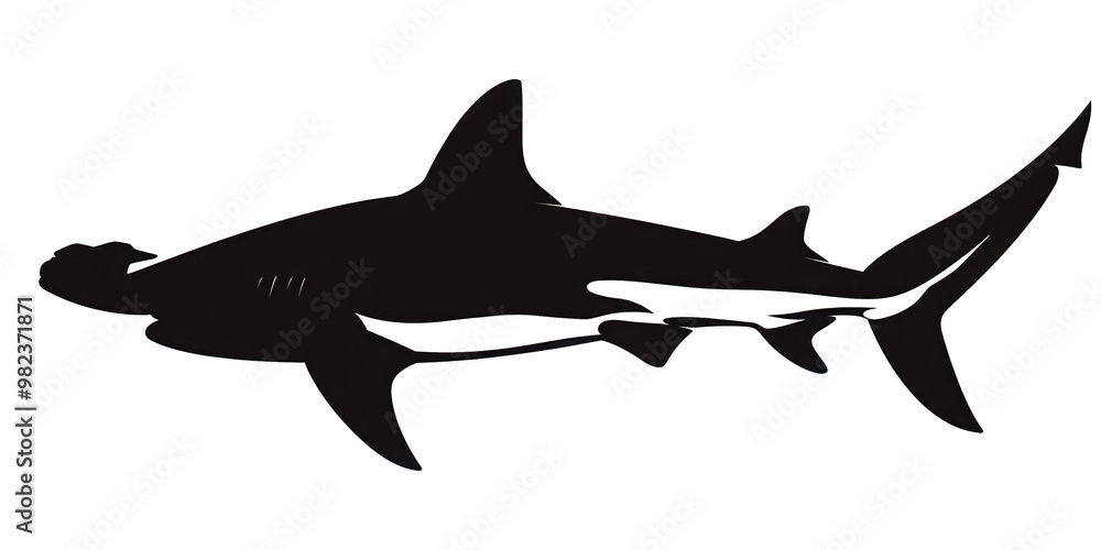 Fototapeta premium A black and white shark is swimming in the ocean