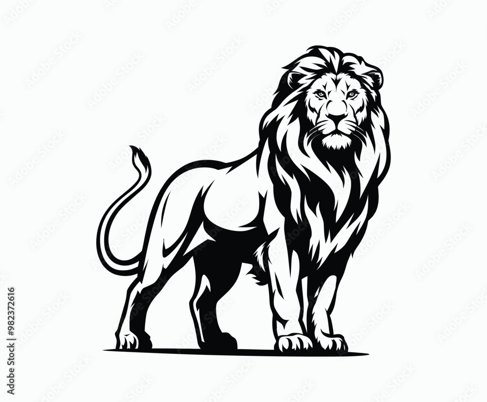 Wild majestic lion silhouette EPS vector animal illustration template on a white background Wild majestic lion silhouette EPS vector animal illustration template on a white background