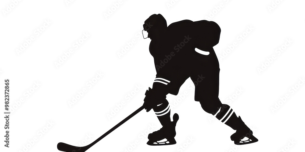 Fototapeta premium A hockey player is in the middle of a game, holding a hockey stick