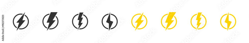 Lightning bolt icon set. Electric flash symbol. Vector isolated Lightning bolt icon set. Electric flash symbol. Vector isolated