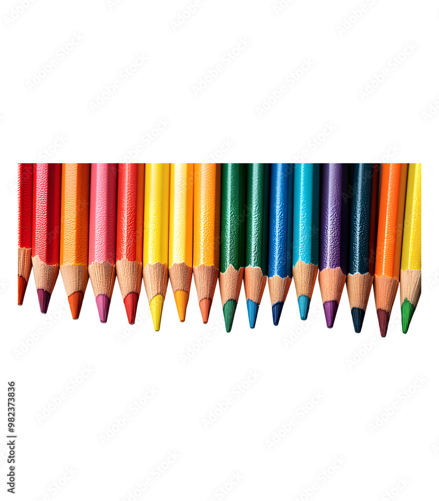 Set of Colorful Pencils Arranged in a Row Isolated on Transparent Background Set of Colorful Pencils Arranged in a Row Isolated on Transparent Background