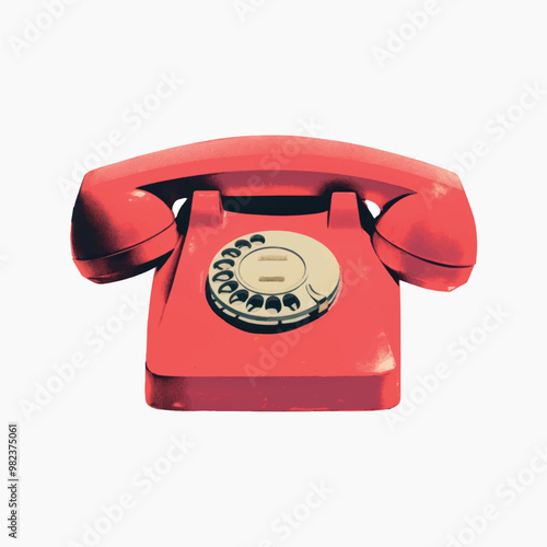 Vintage red rotary phone illustration