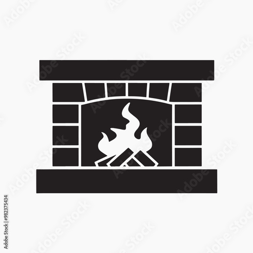 Cozy fireplace icon illustration