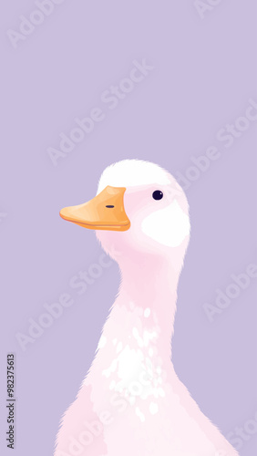 Minimalist duck illustration on purple