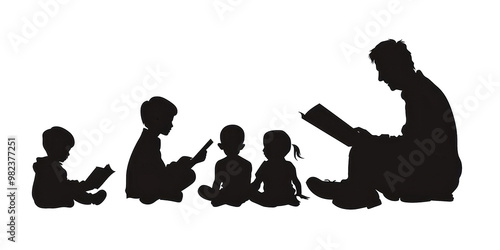 A man reads to a group of children
