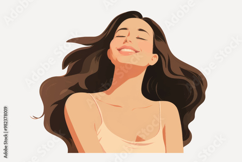 Happy woman enjoying breeze